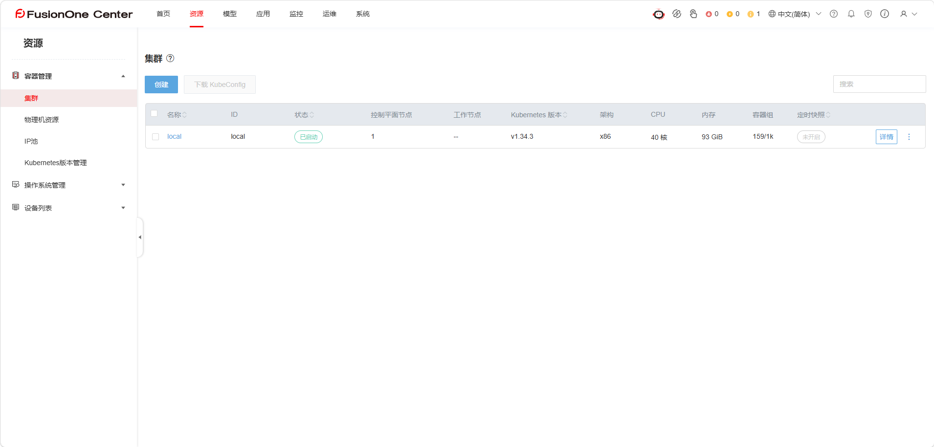 FusionOne 模型部署管理界面